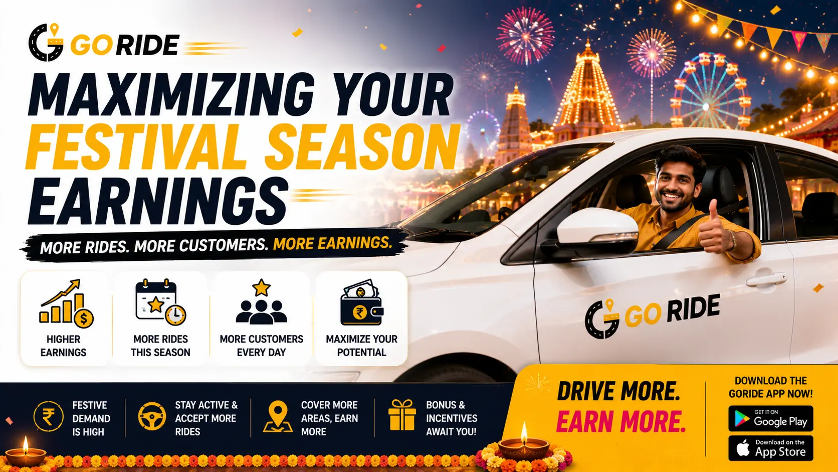 Maximizing Your Festival Season Earnings: How GoRide’s Festive Cab Bookings Can Enhance Your Income