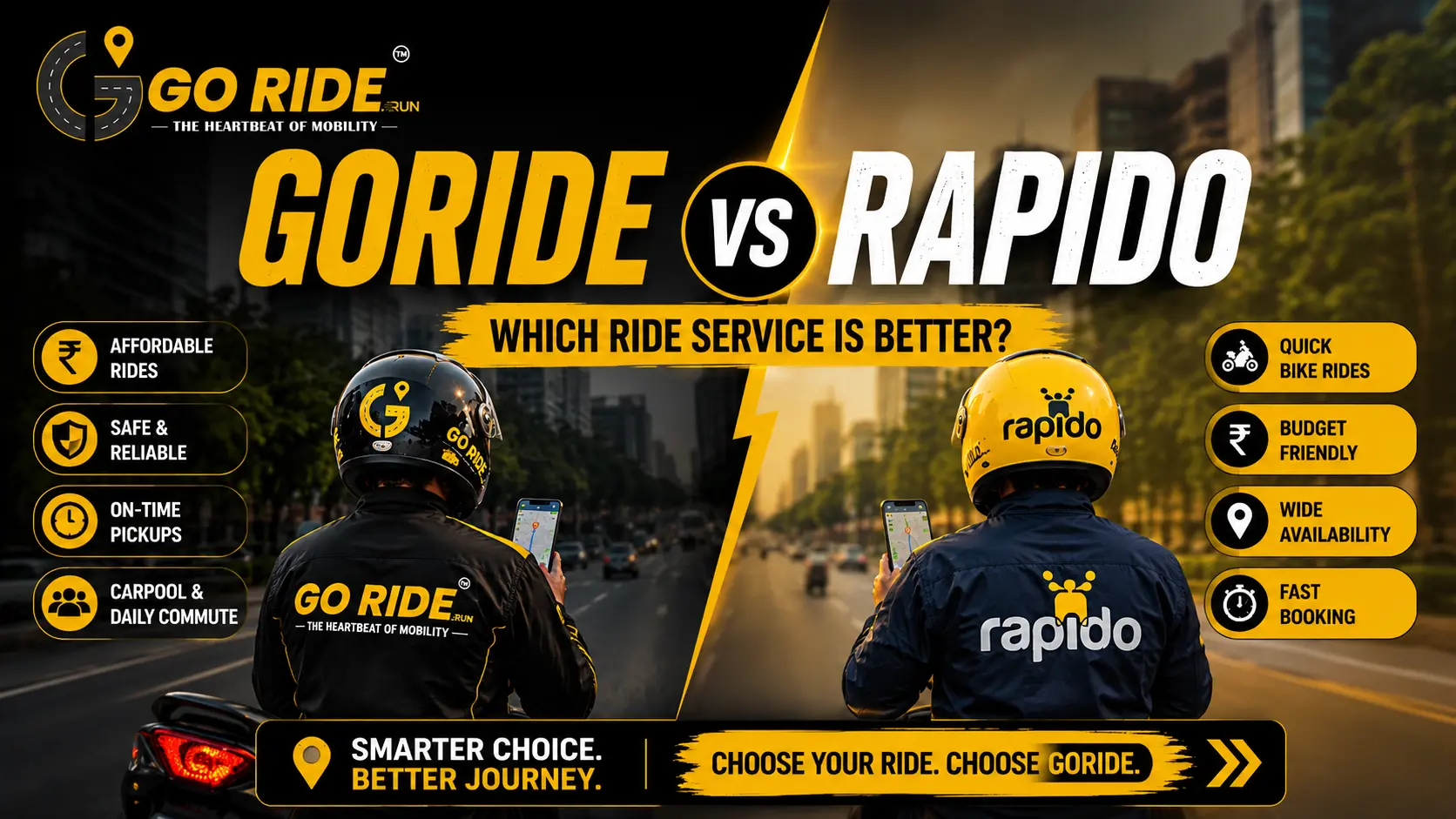 A Detailed Comparison of GoRide and Rapido for Daily Commuters