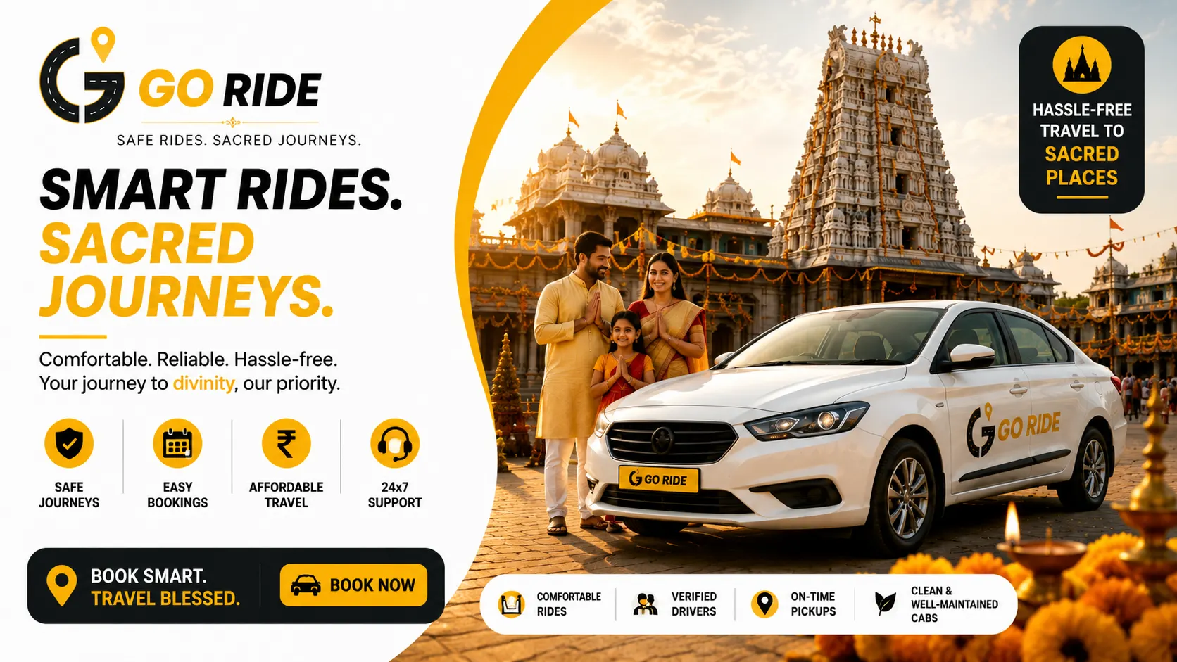 Festive Travel Bliss: How GoRide's Smart Cab Bookings Ensure Hassle-Free Holiday Journeys to Your Favorite Temples and Religious Sites