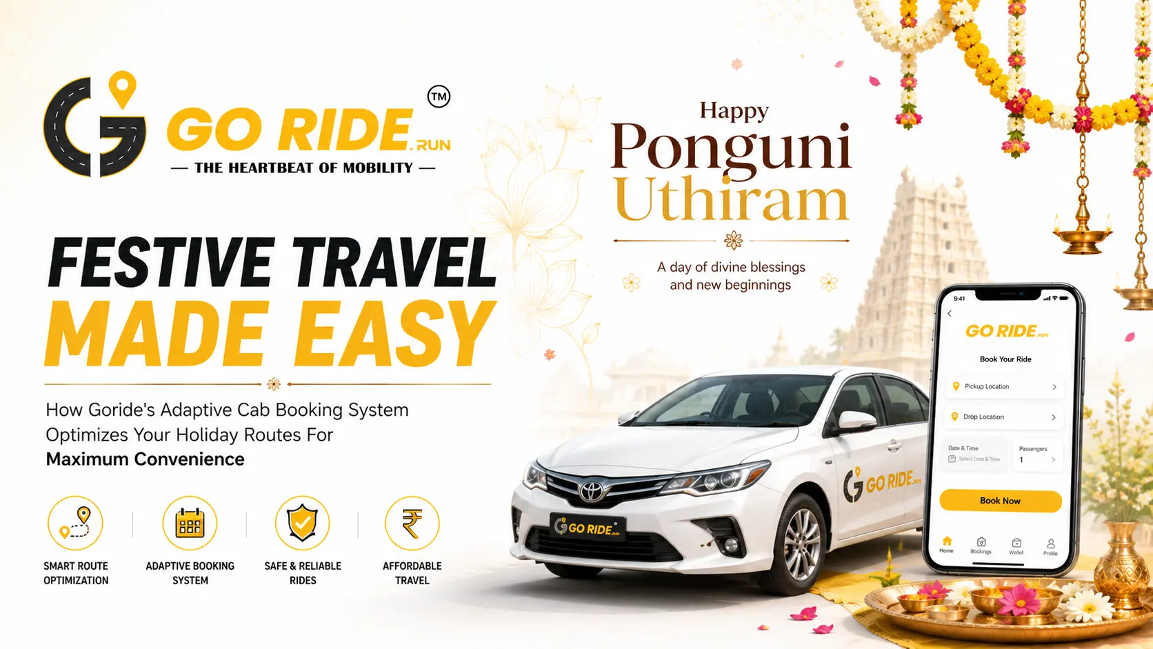 Festive Travel Made Easy: How GoRide's Adaptive Cab Booking System Optimizes Your Holiday Routes for Maximum Convenience