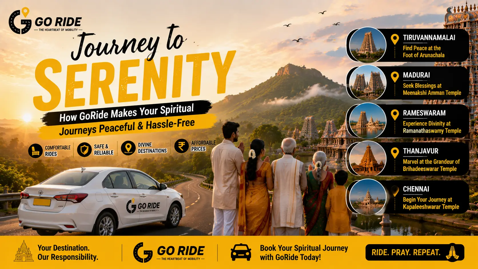 Journey to Serenity: How GoRide's Group Cabs and Outstation Services Transform Temple Travels in 2026