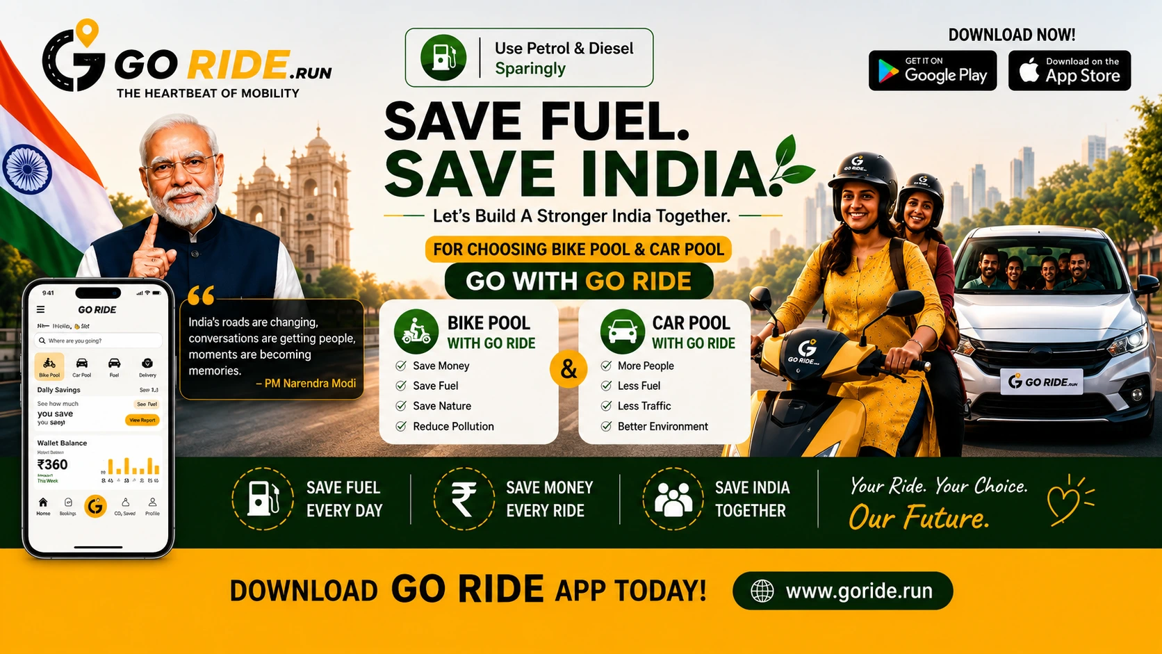 Save Fuel, Save India with GoRide