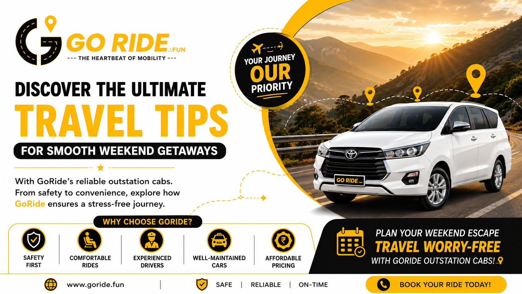 Weekend Wanderlust: Essential Smart Traveler Tips for Seamless Intercity Getaways with GoRide's Reliable Outstation Cabs